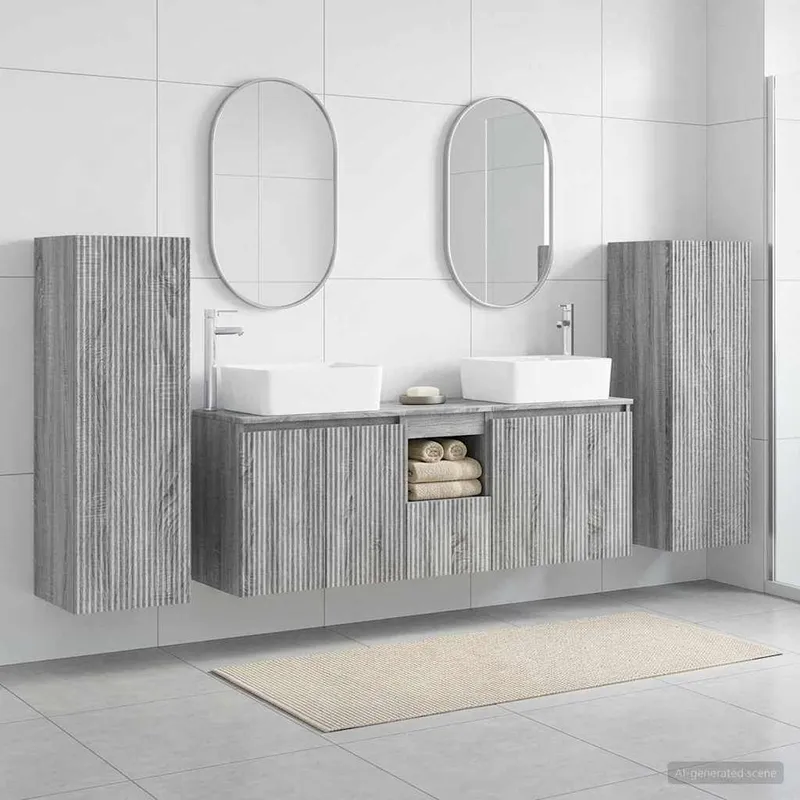 Badezimmermöbel-Set 5 stk. Grau Sonoma 33 x 34,5 x 100 cm