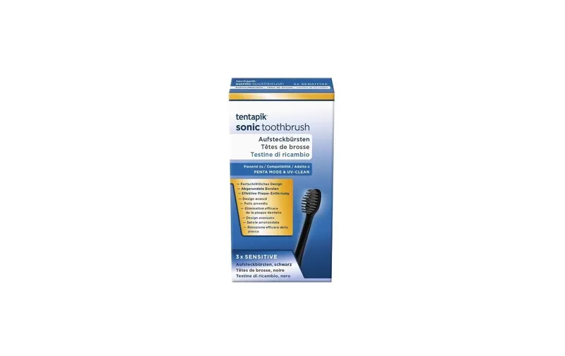 Tentapik Zahnbürstenkopf Sensitive noir, 3 pièces