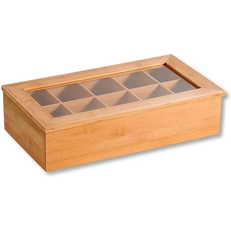 Kesper Teebeutel-Box Bambusholz Kunsttessuto marrone 10 Fächer