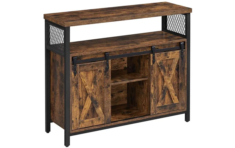 VASAGLE Sideboard mit 2 Schiebetüren 100 x 80 cm, noir/brun