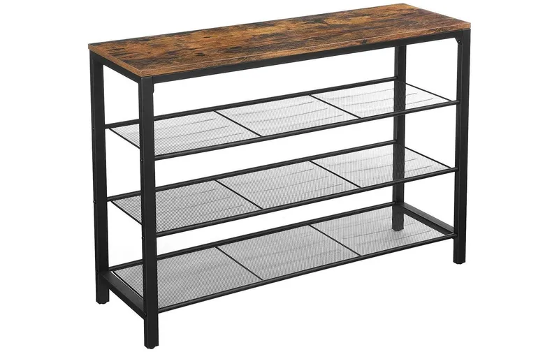 VASAGLE Schuhregal mit 3 Ablagen 100 x 72 cm, nero/marrone