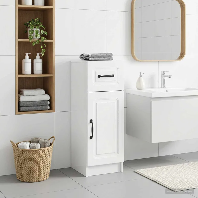 Badezimmer Aufbewahrungsschrank UTRECHT Hochglanz bianco