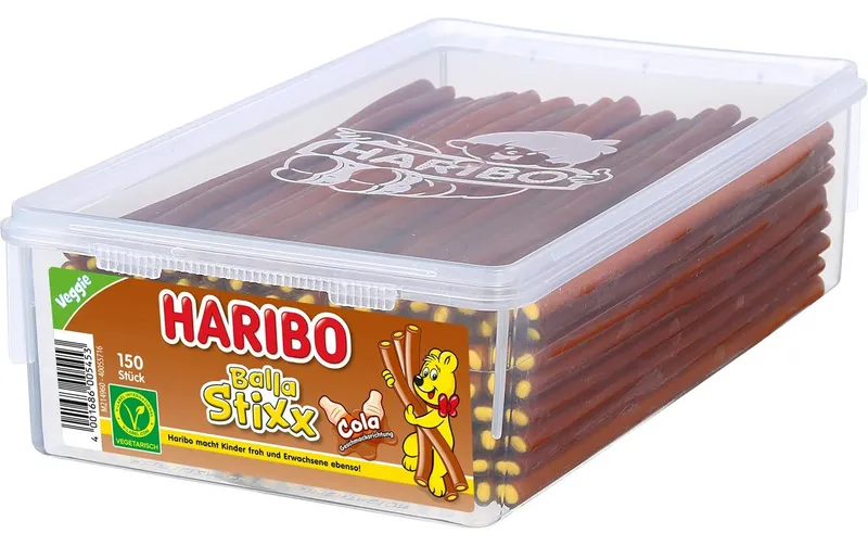 Haribo Int. Gummibonbons Dose Veggie Balla Stixx Cola 1125 g