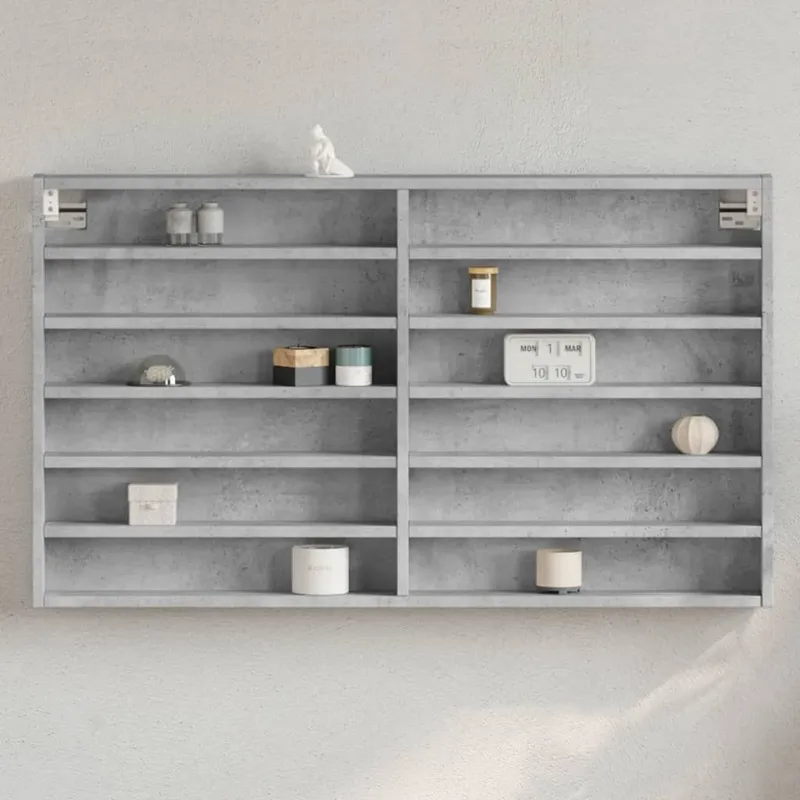 Vitrinenschrank Betongrau 100x8,5x58 cm engineered wood