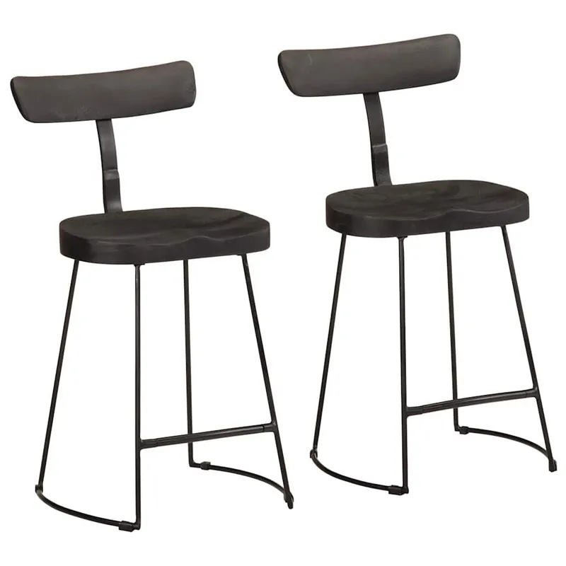 Barhocker 2 Stk. nero 49x43x79 cm Mango Massivholz