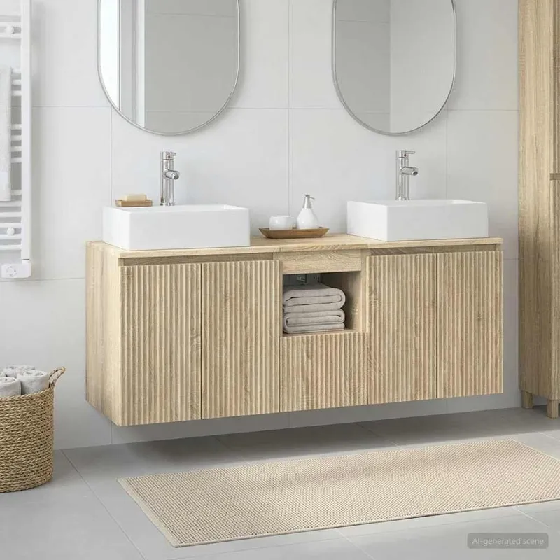 Badezimmerschrank-Set 3 stk. Sonoma-Eiche 49,5 x 41 x 62,5 cm