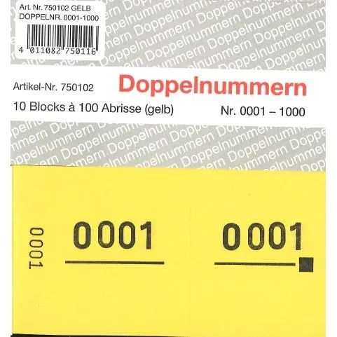 Numméro de vestiaire jaune 120x60mm 1-1000 gelb