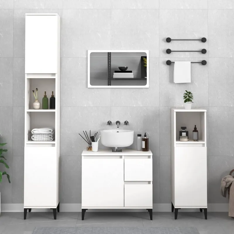 Badschrank bianco 30x30x100 cm derivato del legno