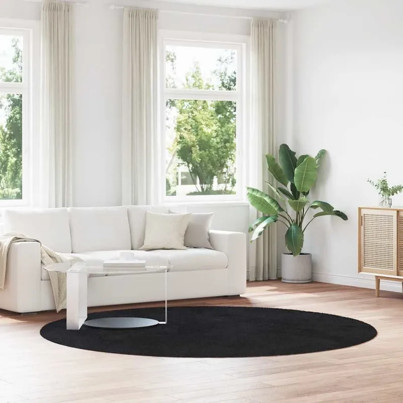 Teppich Shaggy Hochflor NAVARRA Schwarz 240x240 cm Polyester