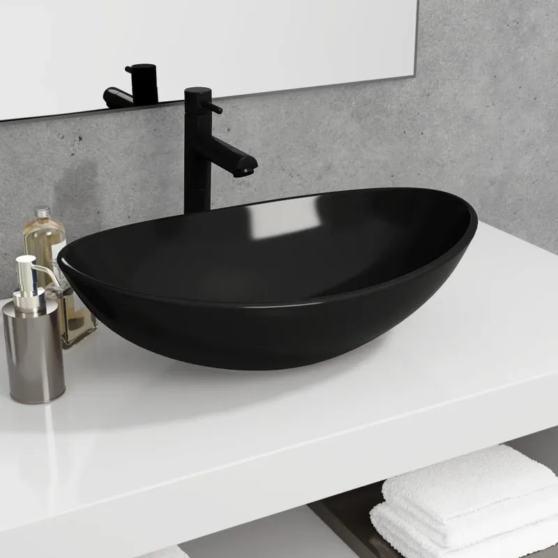 Waschbecken Hartglas 54,5x35x15,5 cm nero