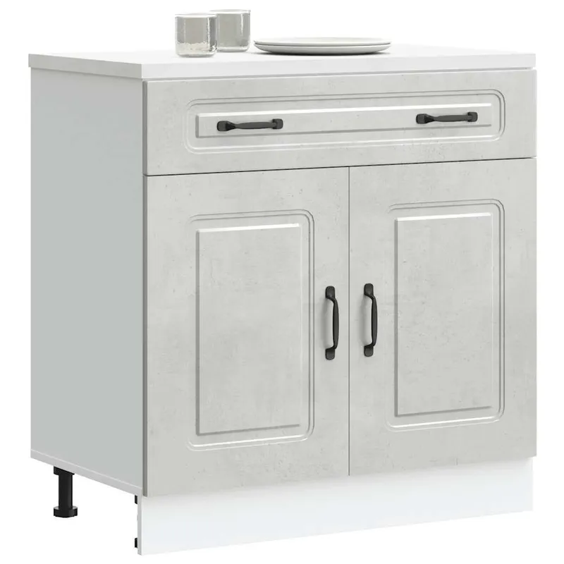 Armoire de cuisine Kalmar gris béton bois d'ingénierie