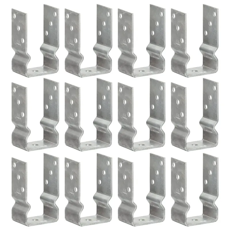 Piquets de clôture 12 pcs argenté 8x6x15 cm acier galvanisé