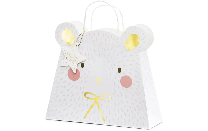 Partydeco Geschenktasche Eisbär 31.5 x 27 x 10 cm, white