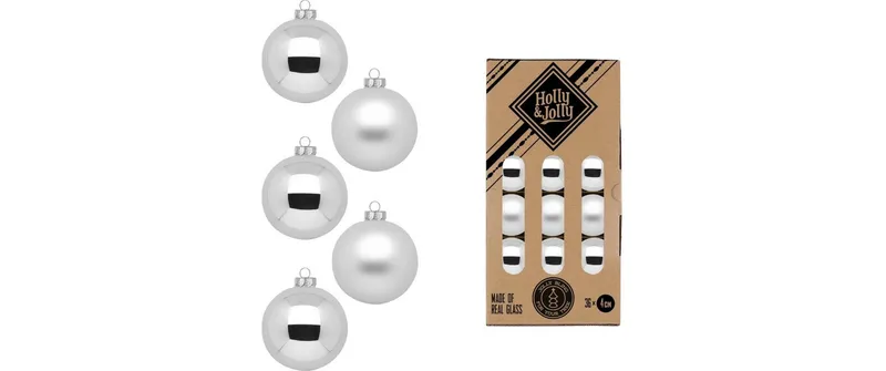Holly & Jolly Weihnachtskugel Frosty Silver Ø 4 cm 36 Stück