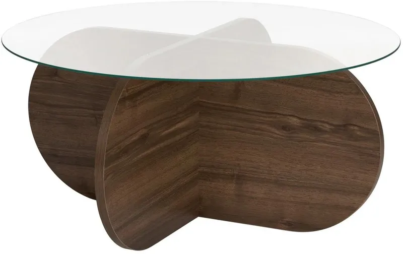 Woody Fashion Couchtisch Aeris Walnut 75 x 35 cm, marrone/trasparente