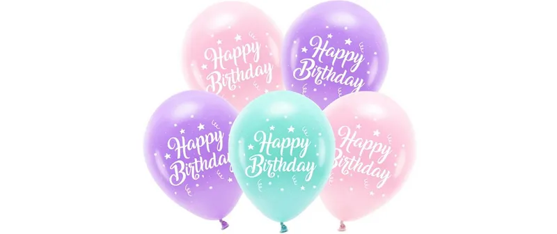 Partydeco Luftballon Happy Birthday Ø 26 cm, 5 pieces, Rosa