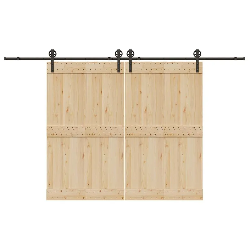 Schiebetürbeschlag-Set 366 cm Stahl Schwarz