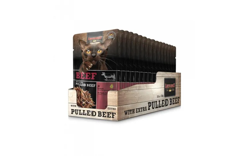 Leonardo Cat Food Nassfutter Rind & Pulled Beef, 16 x 70 g