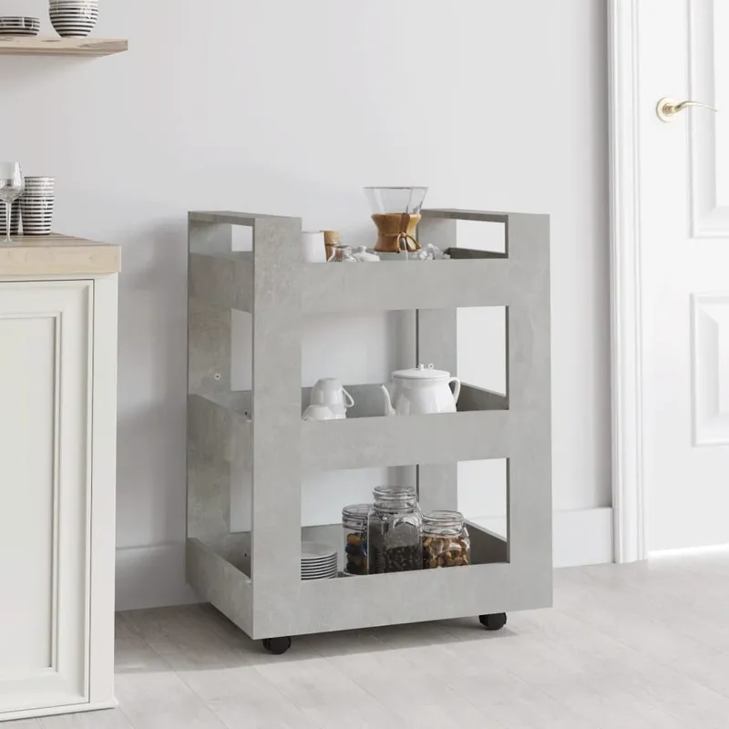 Chariot de cuisine Gris béton 60x45x80 cm Bois d'ingénierie