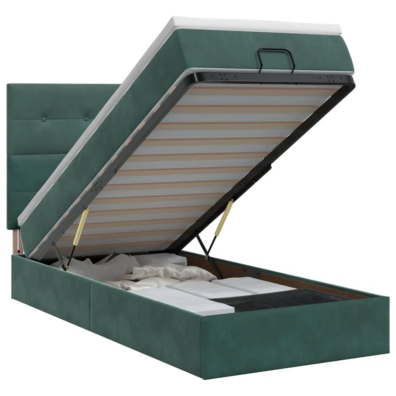letto ottoman con materasso verde scuro 90 x 200 cm velluto