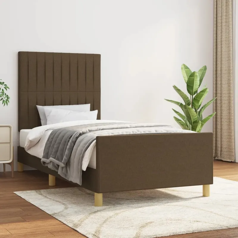 struttura letto senza materasso Dunkelbraun 90x190 cm tessuto