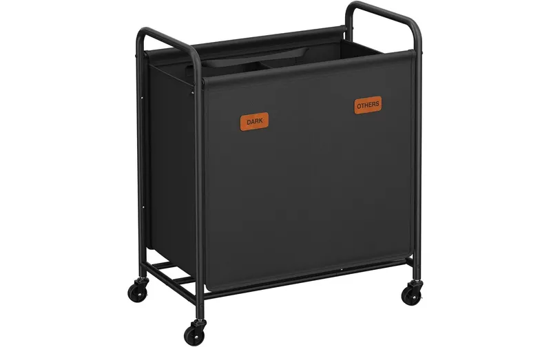 Songmics Wäschekorb mit Rädern 140 l, nero