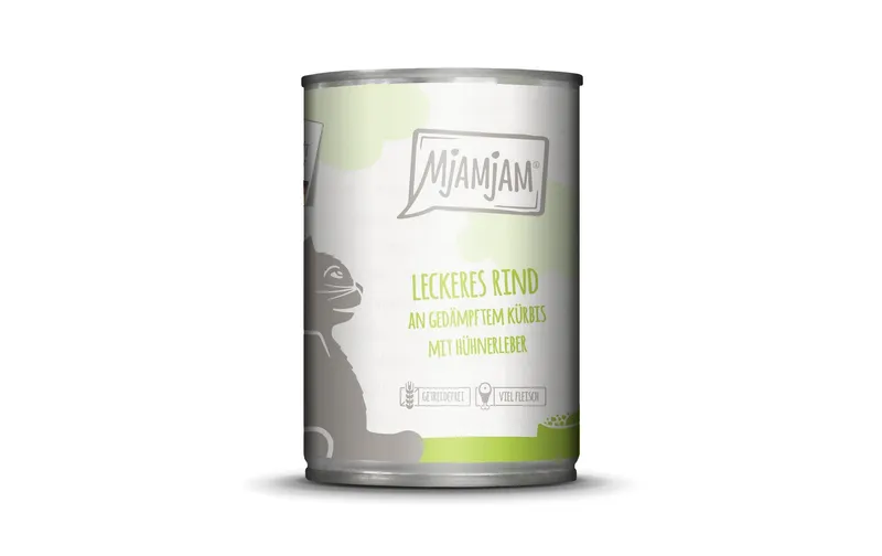 Mjamjam Nassfutter Dose Rind & Kürbis, 400 g