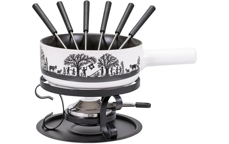 Kadastar Käsefondue-Set Bergchilbi E22 9 Teile, noir/blanc