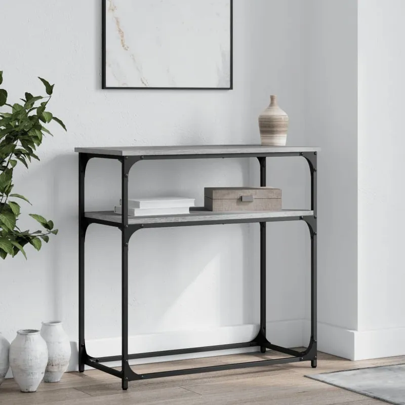 tavolo consolle grigio Sonoma 75x35,5x75 cm derivato del legno