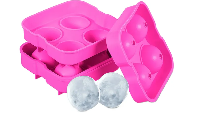 relaxdays Eiswürfelform Kugel 2 Stück, Pink
