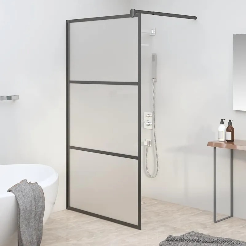 Duschwand für Walk-In Dusche 115x195 cm ESG Mattiert nero