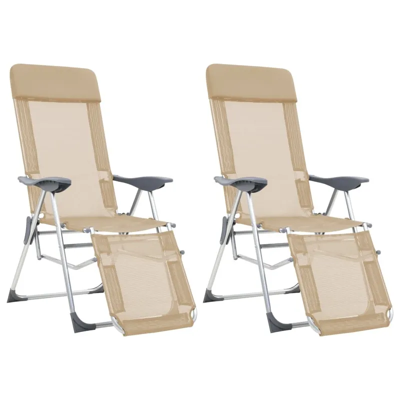 Klappbare Liegestühle mit Fußteil 2 Stk. Creme Textilene