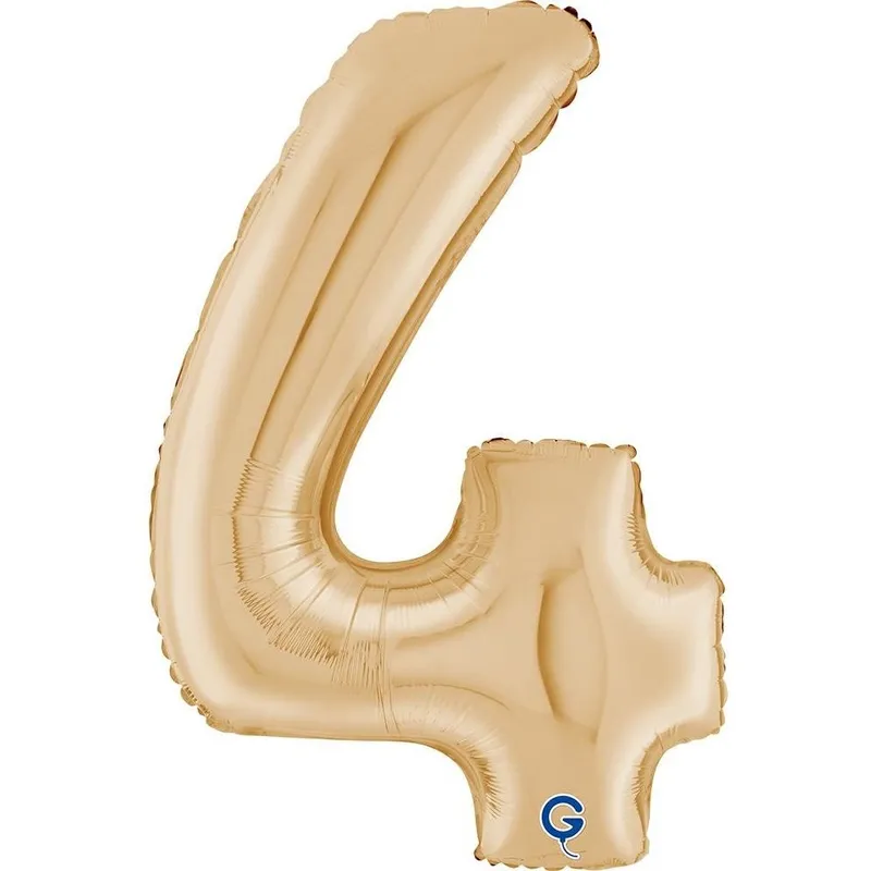 Folienballon Zahl 4, weissgold