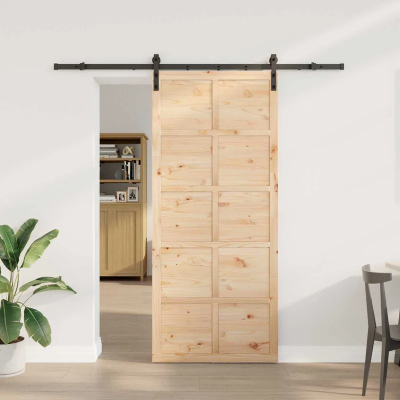 Schiebetür Natur 100 x 208 cm Massives Kiefernholz