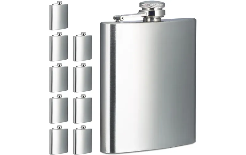 relaxdays Outdoor-Flachmann 10er Set, 200 ml