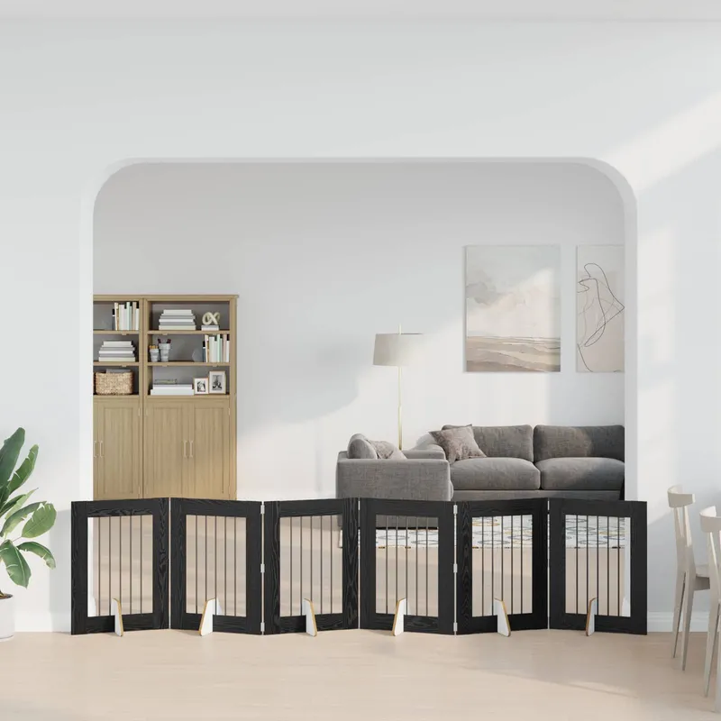 Klappbares Hundetor mit Ständern 6 stk. nero Eichen-Optik