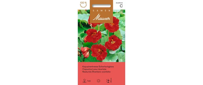 Samen Mauser Essbare Blüten Kapuzinerkresse Scharlachglanz