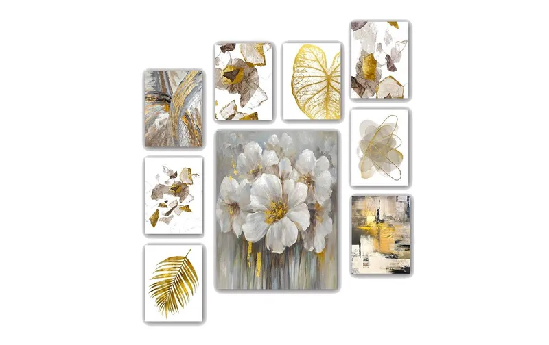 Wallxpert Bild Golden Flowers 9 pièces, 20 x 15 cm