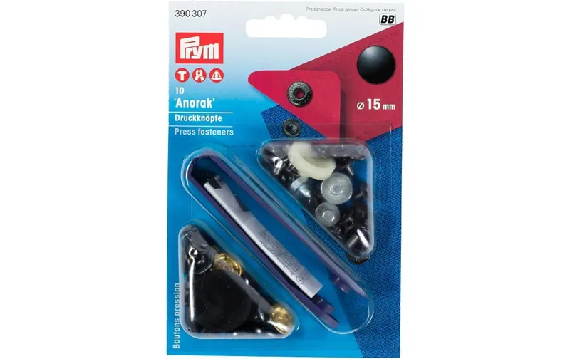 Prym Druckknöpfe Anorak noir, 15 mm