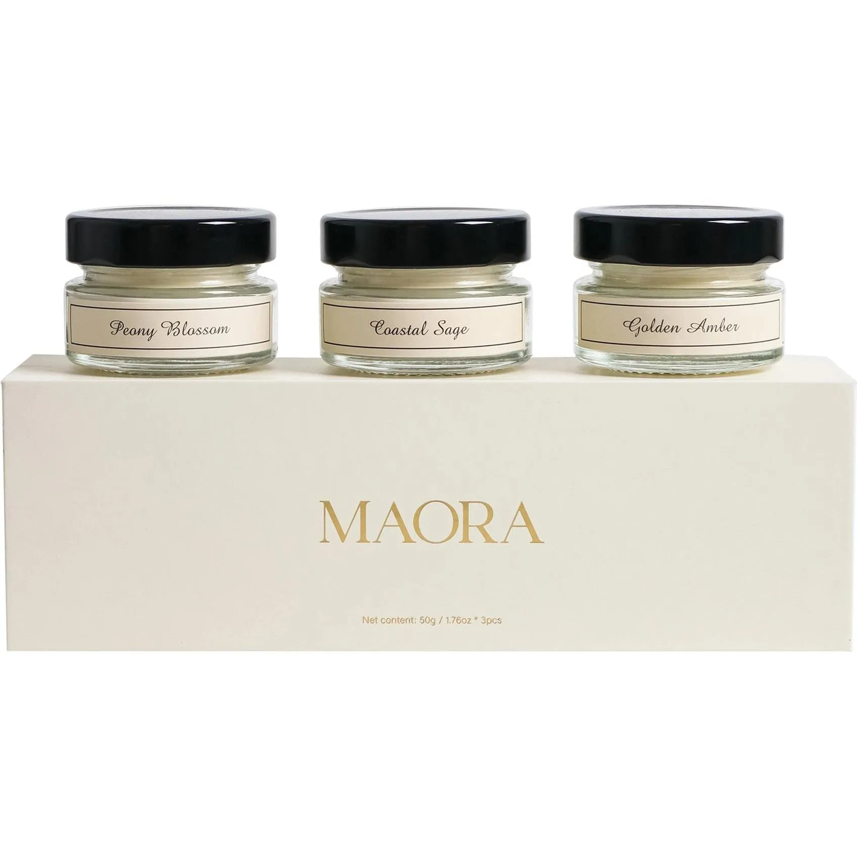 MAORA Geschenkbox Duftkerzen 3 x 50 Gramm