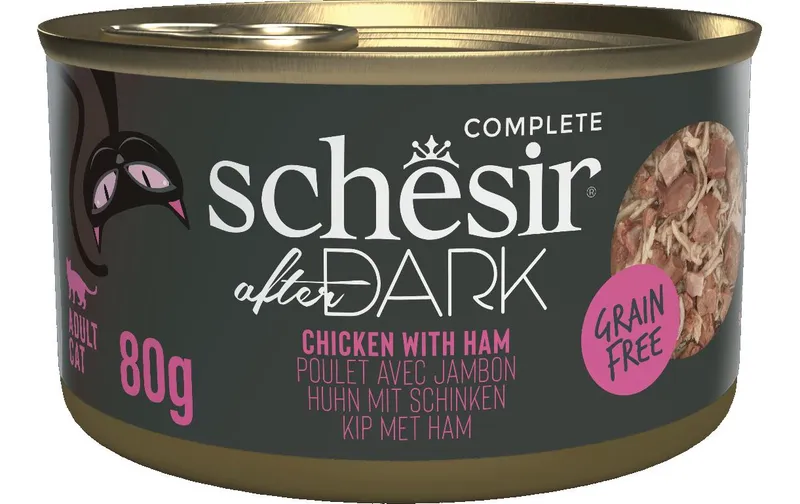 Schesir Nassfutter after Dark Complete Brühe Huhn con Schinken, 80 g
