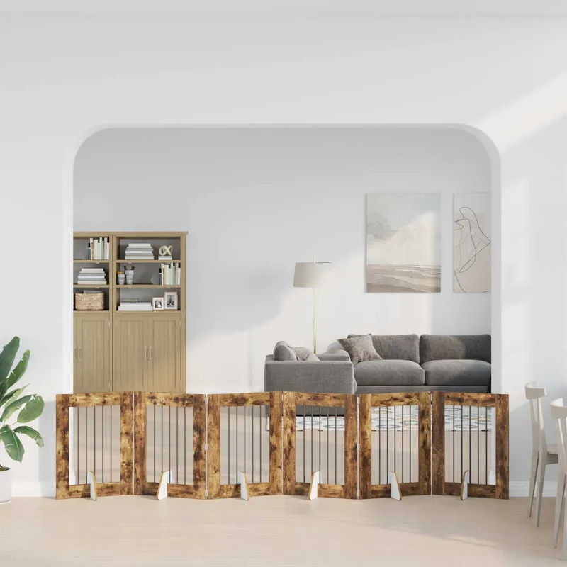 Klappbares Hundetor with Ständern 6 pcs smoked oak 362 cm