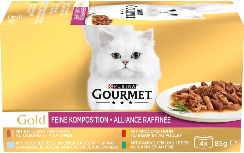 Purina Gourmet Nassfutter Gourmet Gold Feine Komposition, 4 x 85 g
