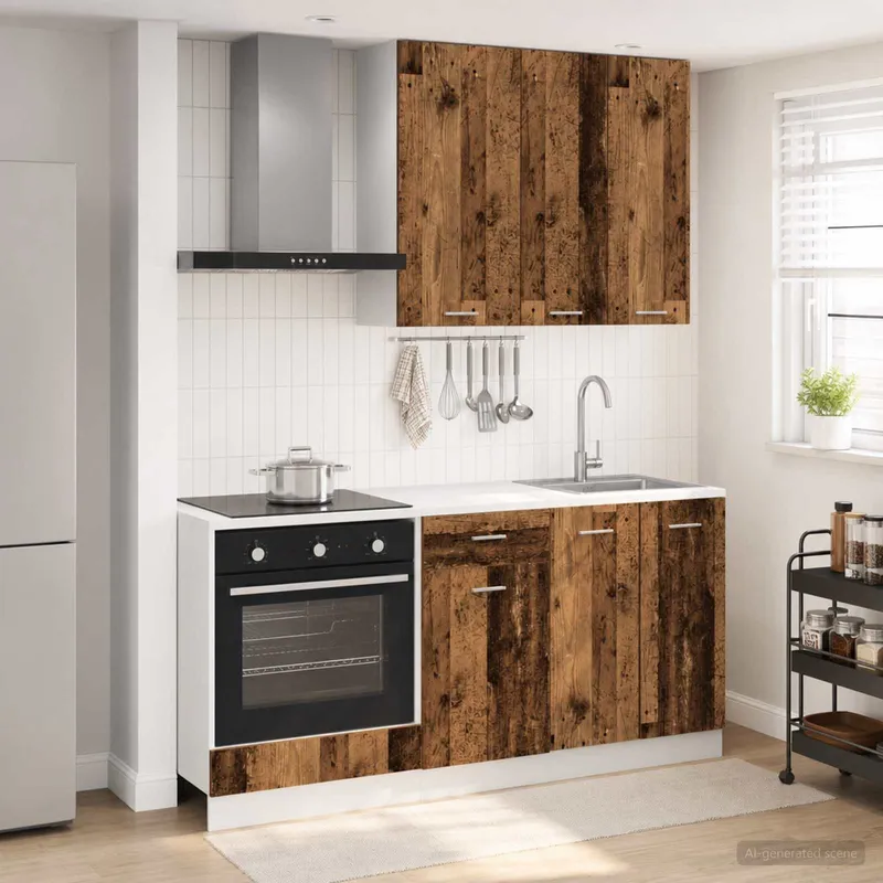 Kücheneinheit LYON 5 stk. Altholz Holzwerkstoff