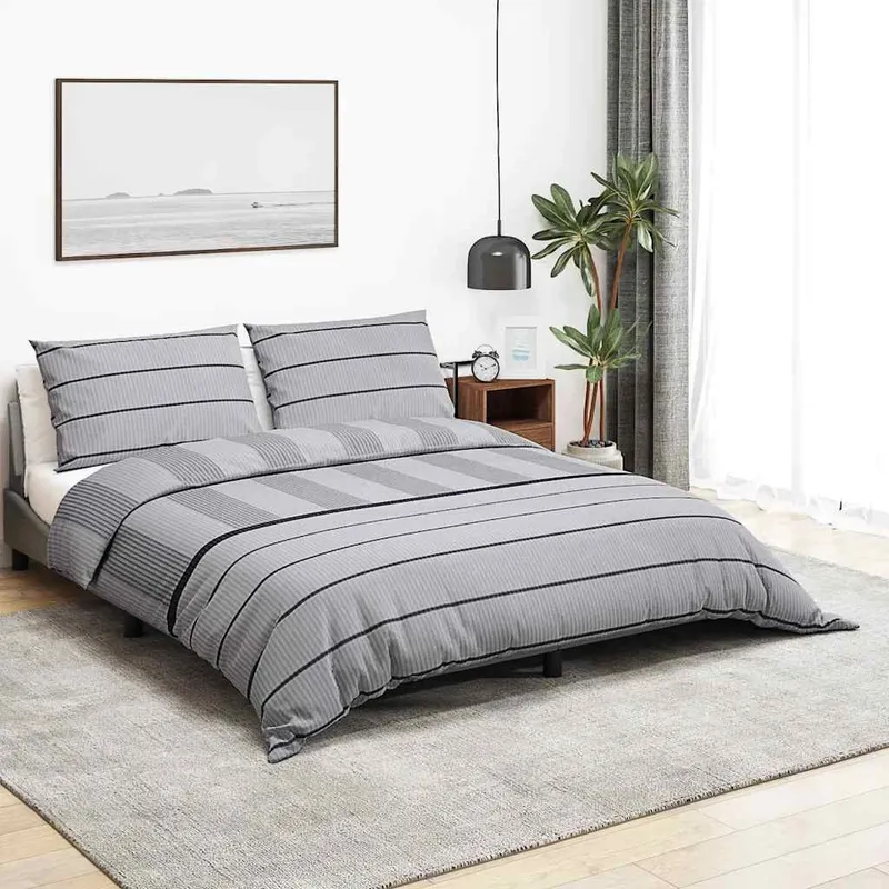Bettwäsche-Set Grau 240x220 cm Baumwolle