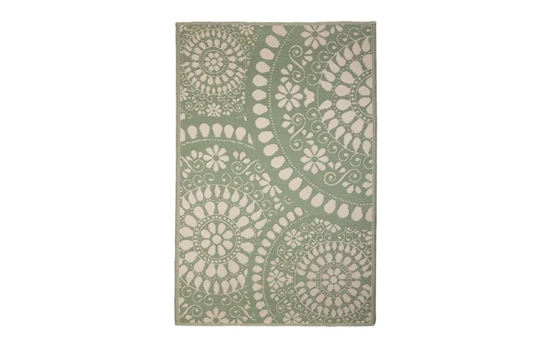 Esschert Design Teppich Outdoor 121 x 182 cm, verde/bianco