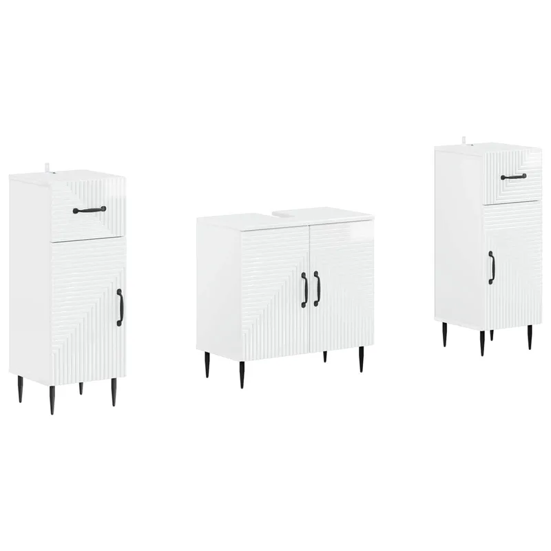2-teiliges Badezimmer Schrank Set HAARLEM Hochglanz bianco