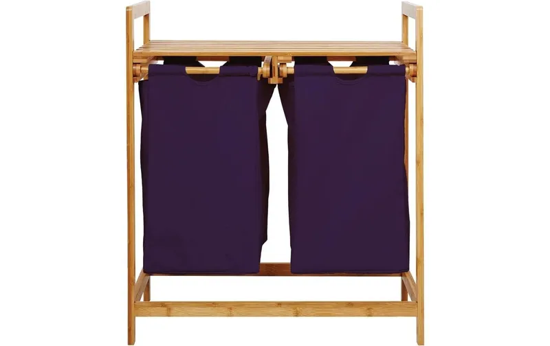 Lumaland Wäschekorb Bambus 30 l, marrone/Lila