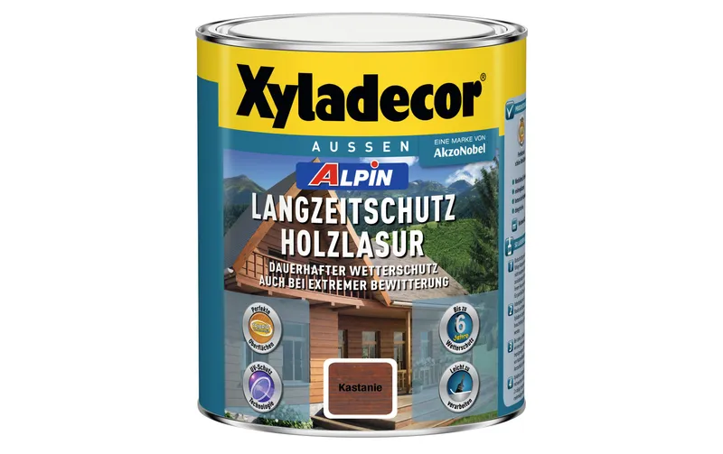 Xyladecor Holzlasur Alpin Langzeitschutz, Kastanie, 1 L