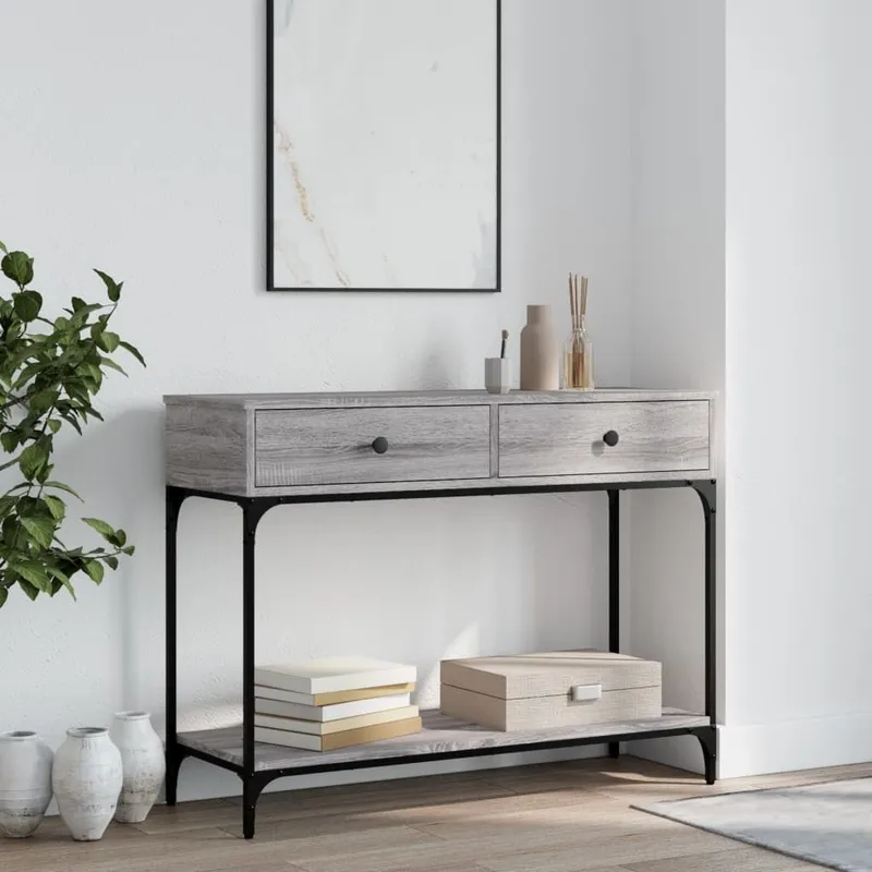 console table grey Sonoma 100x34,5x75 cm engineered wood